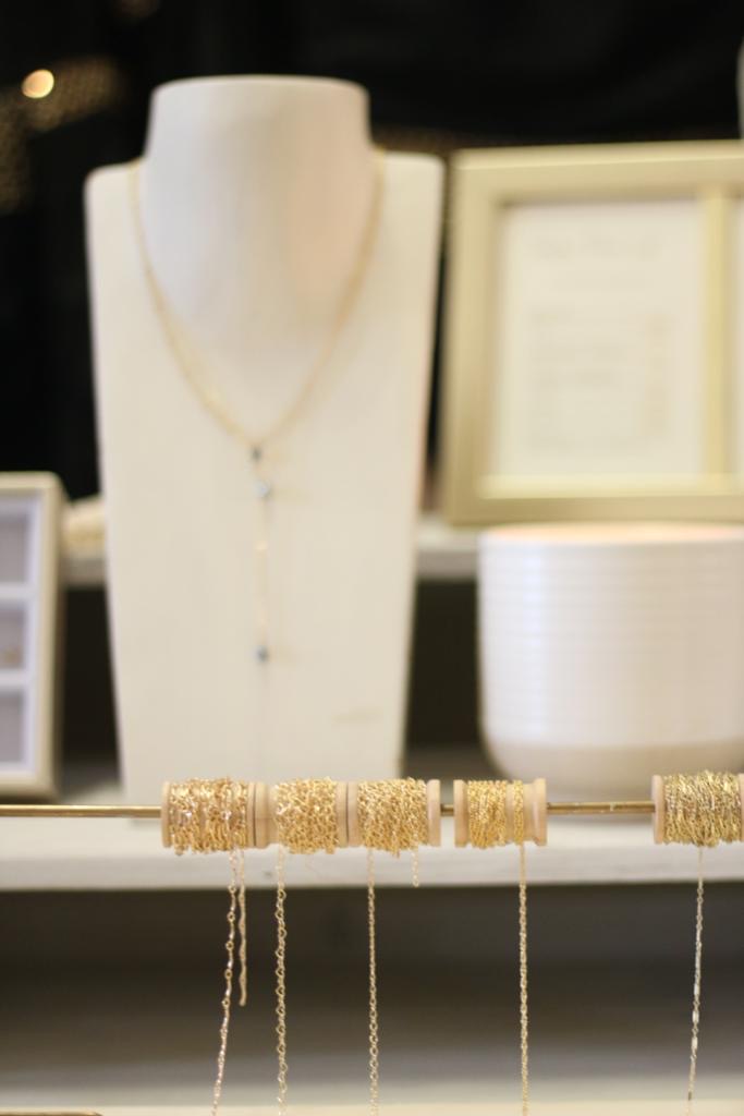 Display of delicate gold chains